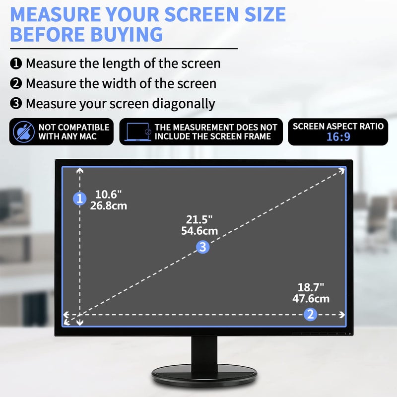 FFORITO F FORITO 2-Pack 21.5 inch Anti Glare Matte Computer Screen Protector for 16:9 Monitor, Eye Protection Computer Screen Cover Compatible with 21.5" Acer/HP/Dell/Lenovo/ASUS/LG/MSI Desktop - Image 2